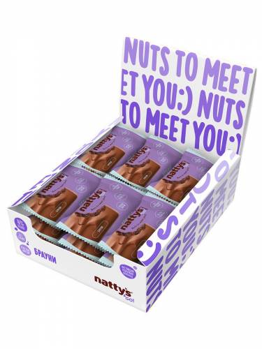 Шоколадные батончики без сахара Nattys&Go! мини с арахисовой пастой и какао 20 гр, 18 шт