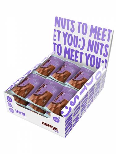 Шоколадные батончики без сахара Nattys&Go! мини с арахисовой пастой и какао 20 гр, 18 шт