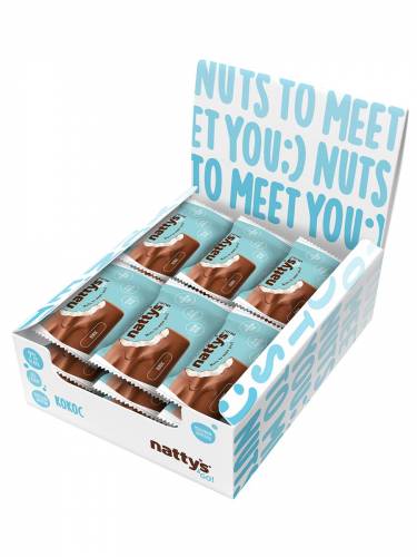 Шоколадные батончики без сахара Nattys&Go! мини с мякотью кокоса 20 гр, 18 шт