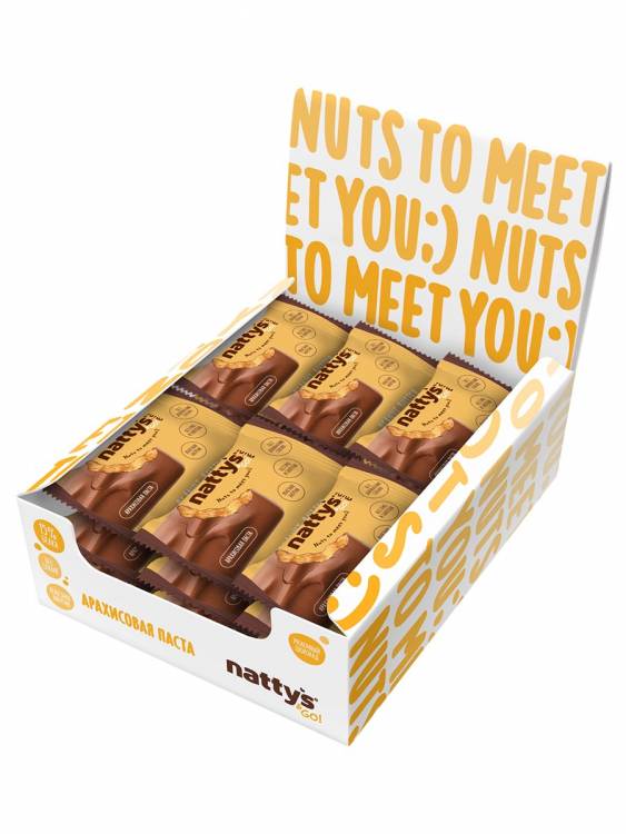 Шоколадные батончики без сахара Nattys&Go! мини с арахисовой пастой 20 гр, 18 шт