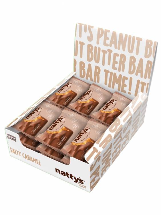 Шоколадные батончики без сахара Nattys&Go! мини с арахисовой пастой и солёной карамелью 20 гр, 18 шт