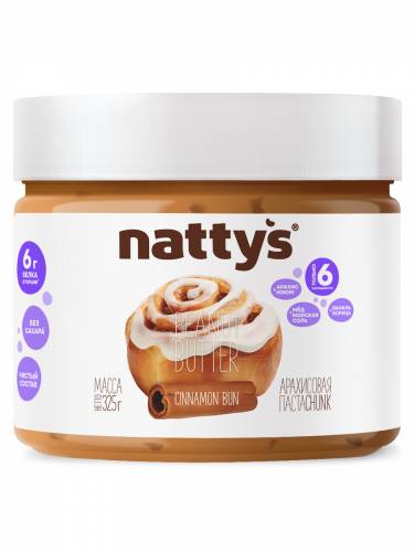 Арахисовая паста Nattys Булочка с изюмом и корицей, 325 г