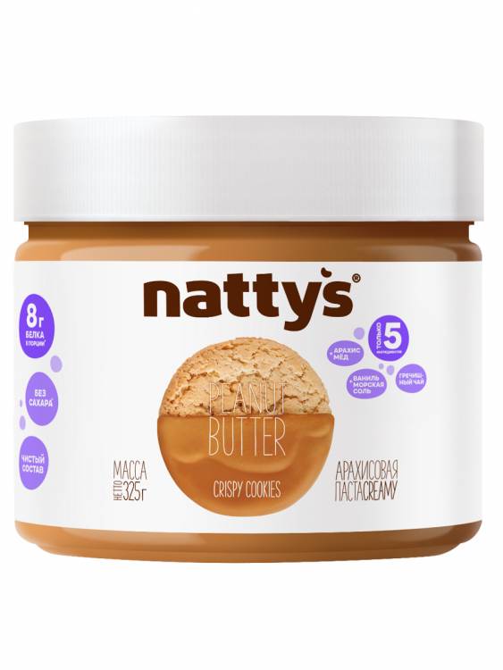 Арахисовая паста Nattys со вкусом печенья, 325 г 