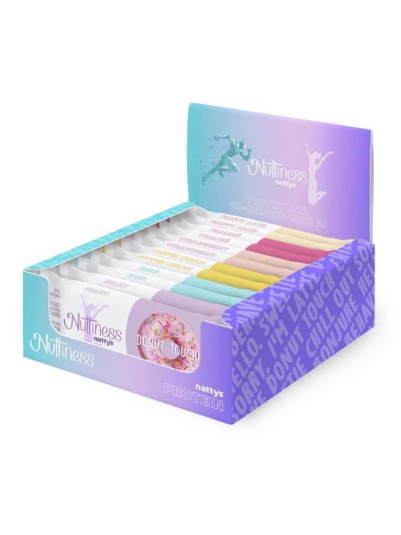 Протеиновые батончики без сахара Nuttiness mix box Super Woman by Nattys в шоколаде 35 гр, 12 шт