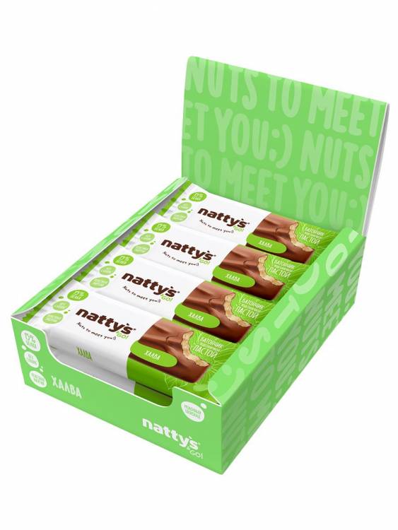Шоколадные батончики Nattys&Go! Халва 45 гр, 12 шт