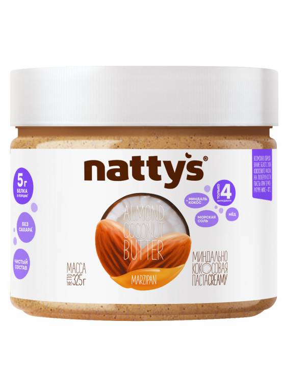 Миндально-кокосовая паста Nattys с мёдом, 325 г