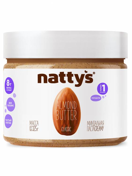 Миндальная паста Nattys без добавок, 325 г