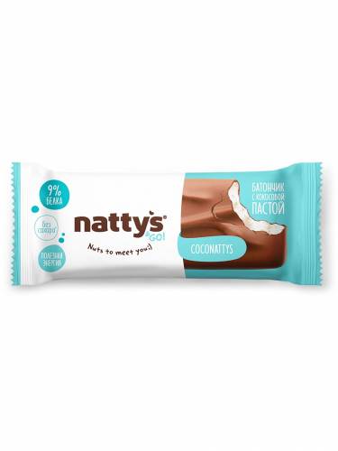 Шоколадный батончик Nattys&Go! с мякотью кокоса, 45 гр