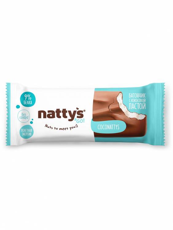 Шоколадный батончик Nattys&Go! с мякотью кокоса, 45 гр