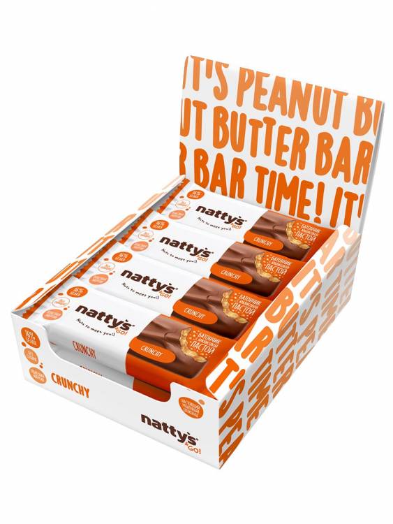 Шоколадные батончики Nattys&Go! с арахисовой хрустящей пастой 45 гр, 12 шт