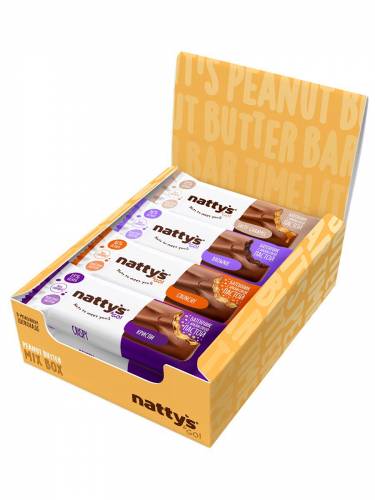 Шоколадные батончики Nattys&Go! ассорти с арахисовой пастой 45 гр, 12 шт