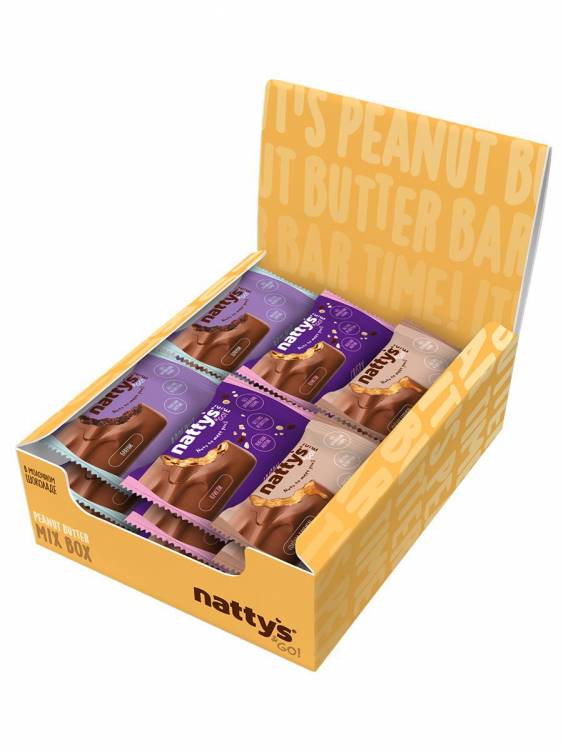Шоколадные батончики без сахара Nattys&Go! мини Брауни, Криспи, Соленая карамель 20 гр, 18 шт 
