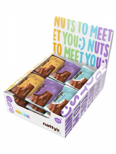 Шоколадные батончики без сахара Nattys&Go! мини Арахис, Брауни, Кокос 20 гр, 18 шт