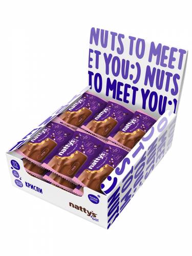 Шоколадные батончики без сахара Nattys&Go! мини с арахисом, карамелью и изюмом 20 гр, 18 шт